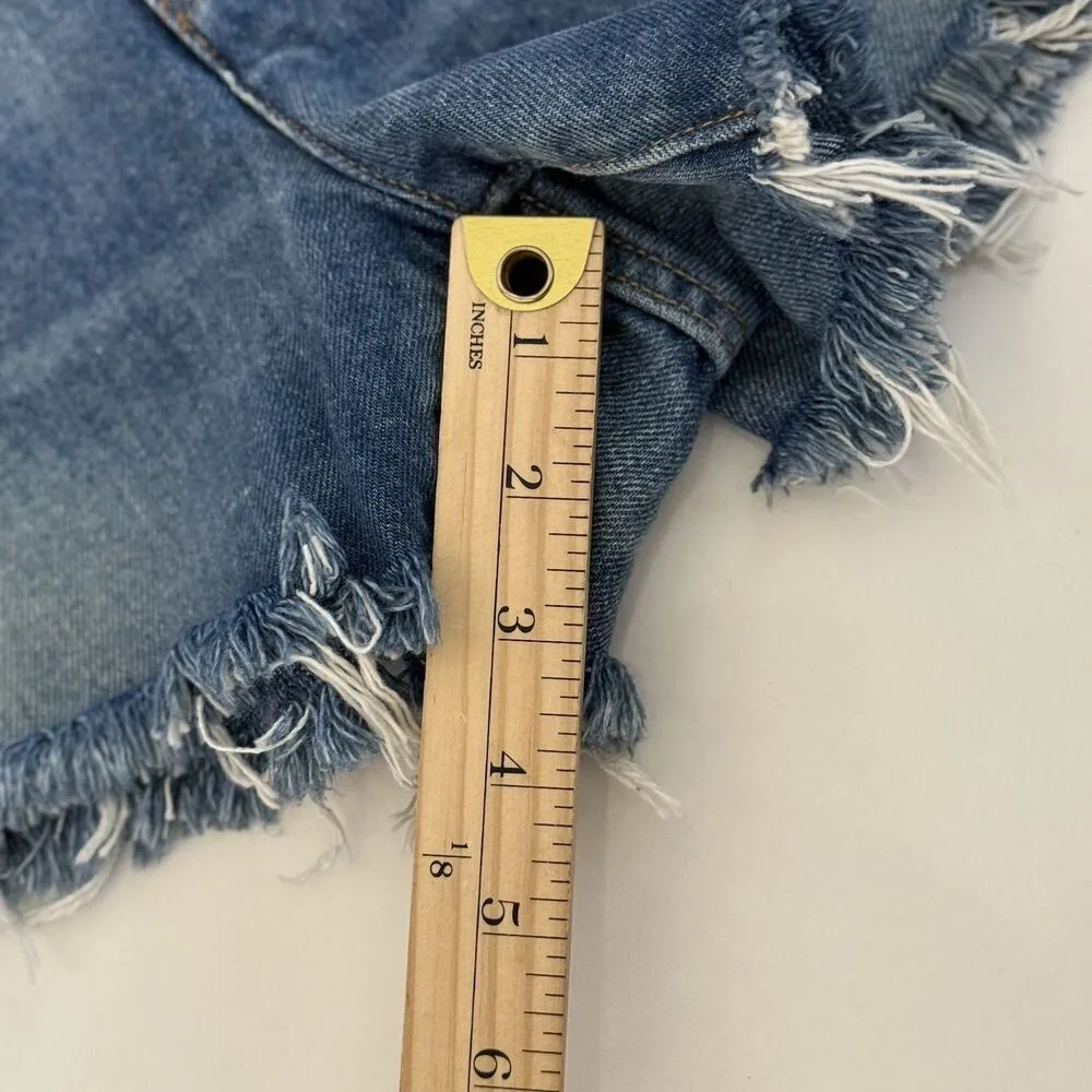 NEW J. Crew High Rise Relaxed Denim Cotton Cut Off Jean Mini Shorts Blue 27 - Image 3