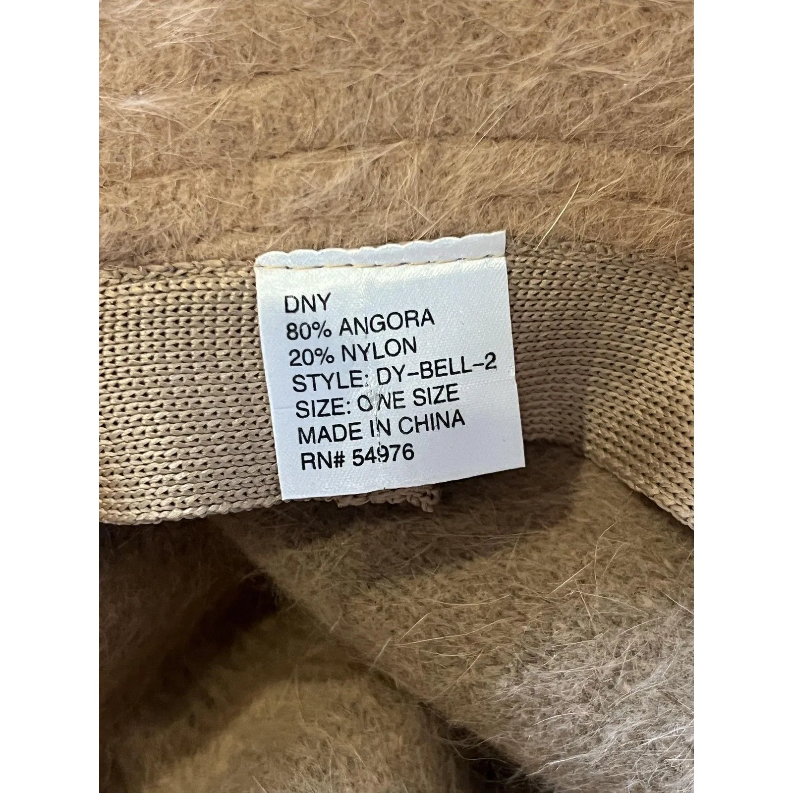 DNY Hat Cloche Fitted Womens One Size Beige Angora Fuzzy Bell Bucket Winter - Image 4