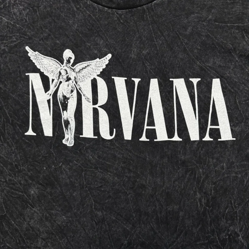 Nirvana In Utero Grunge Band Mineral Wash T-Shirt Size Large - Image 2