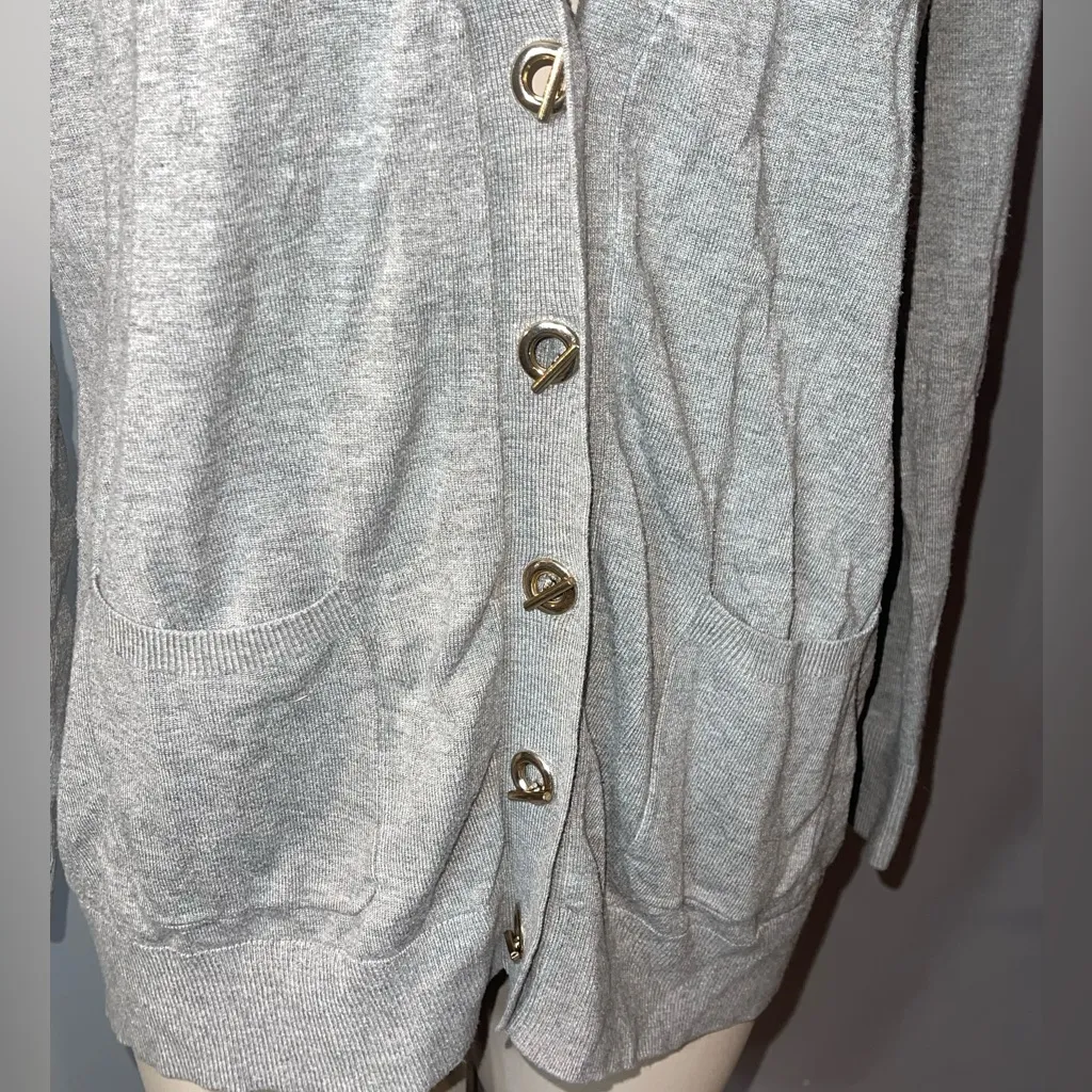 Grace Elements gray v-neck cardigan sweater womans size large - Image 2