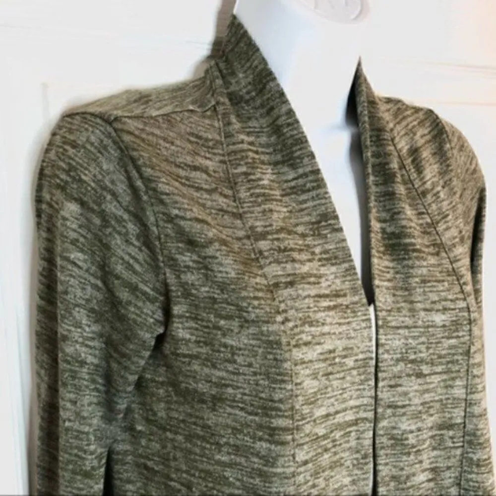 Lands End Marled Long Open T-Shirt Cardigan Green XS Green - Image 5