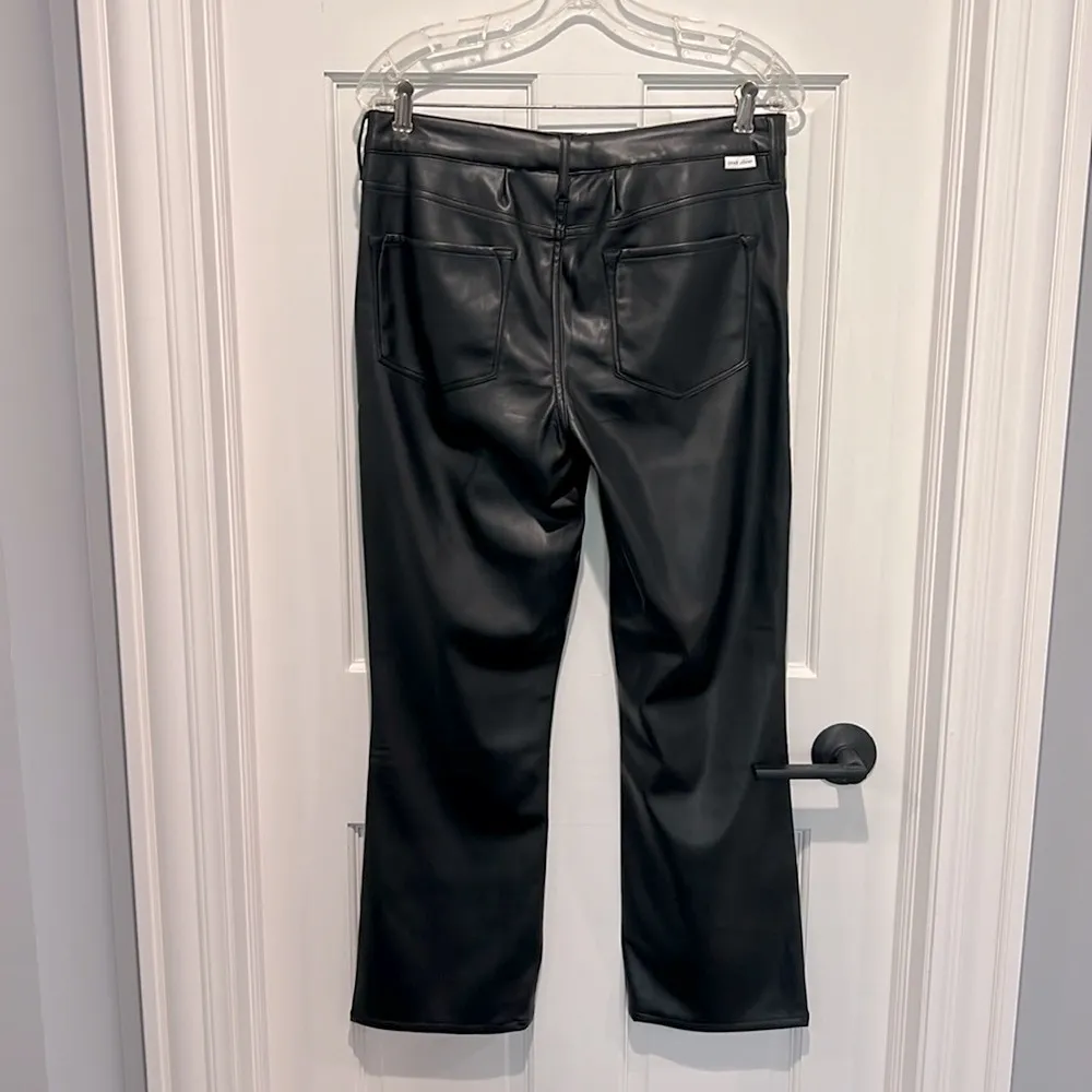 Jeanne Flare High Rise Cropped Flare Pants Vegan Leather Black - Image 5