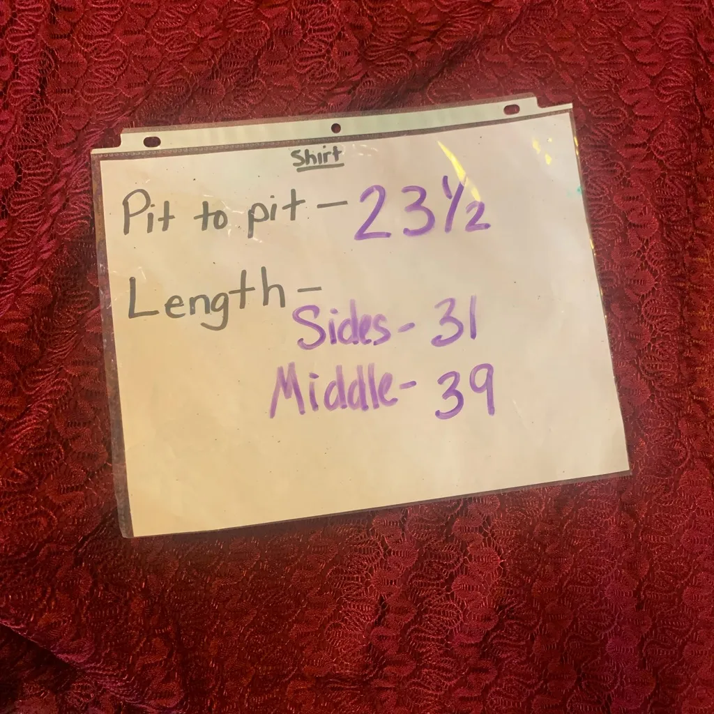 Indigo Soul Top 2XL Burgundy Shark bite Tunic Lined Lace Overlay 3/4 Lace Sleeve Red Size undefined - Image 7