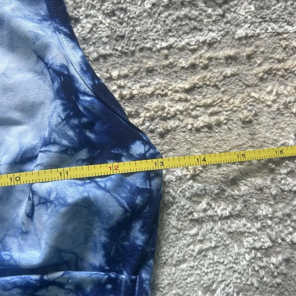 Electric & Rose Sports Bralette Crop Top Tie Dye Blue Womens Small Made In USA - Image 4