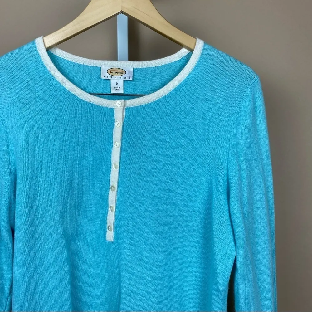 Vintage Talbots Medium Petite Pastel Lambswool Cashmere Angora Sweater Spring Blue Size undefined - Image 5