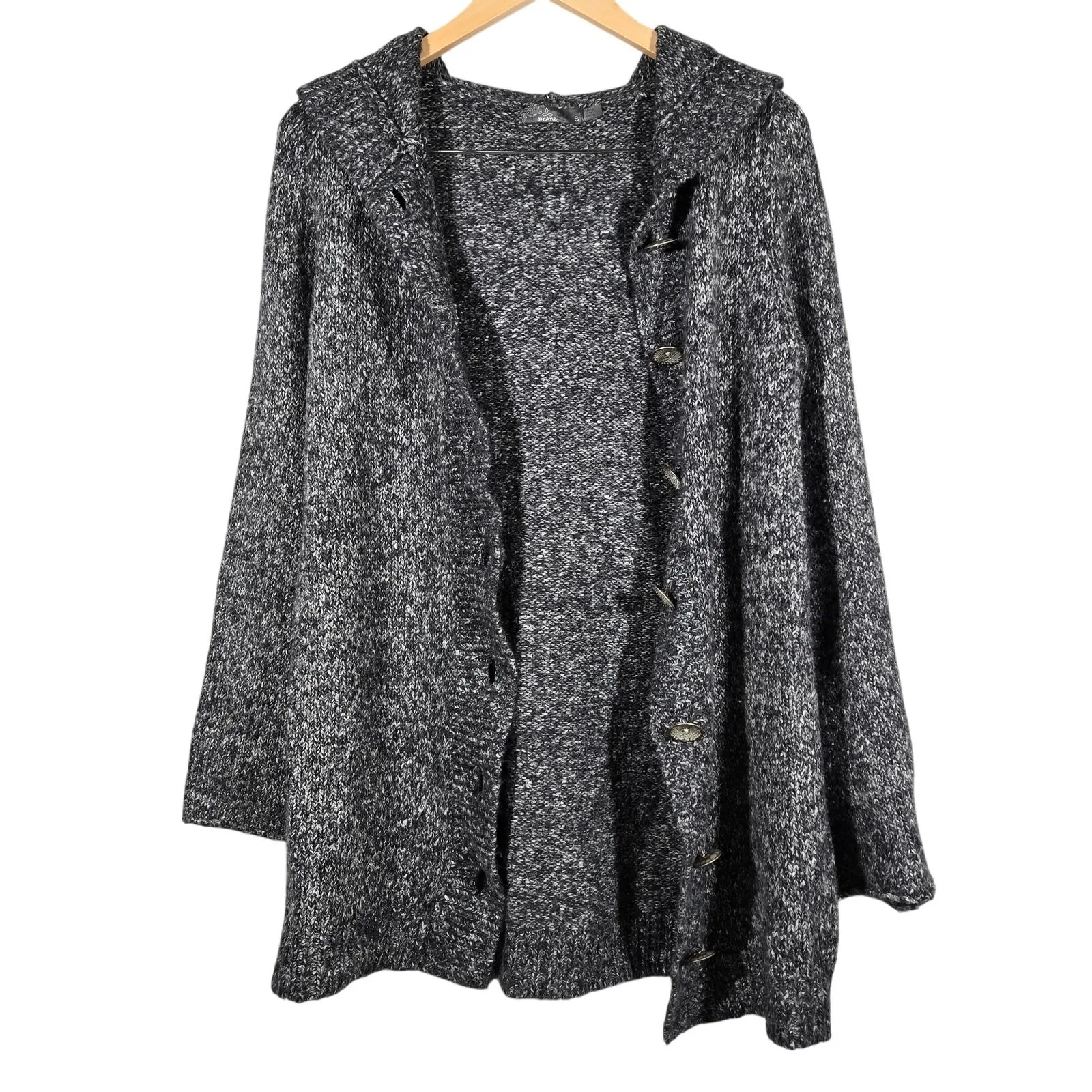 Prana Hooded Cardigan Sweater Women Size Small Speckled Knit Button Front - Image 4