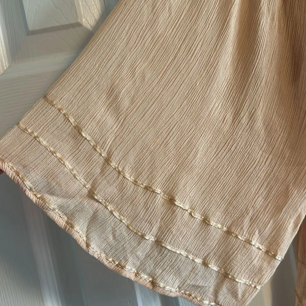 Sanctuary Women’s Beige Lace & Ribbon 3/4 Sleeves Flowy Blouse, Size L - Image 3