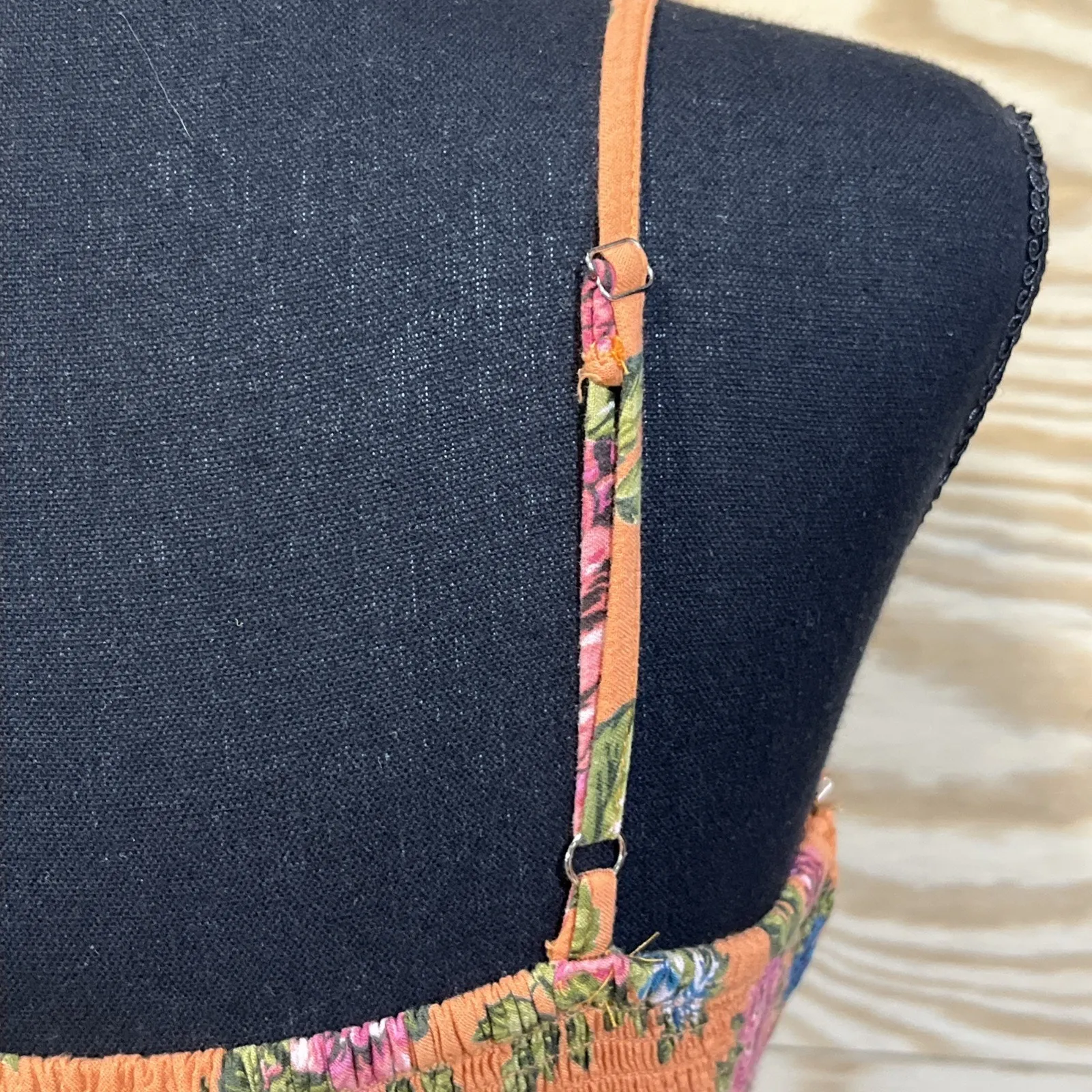 Angie Y2K Babydoll Floral Maxi Dress Small Smocked Tiered Cottagecore Gauzy - Image 8