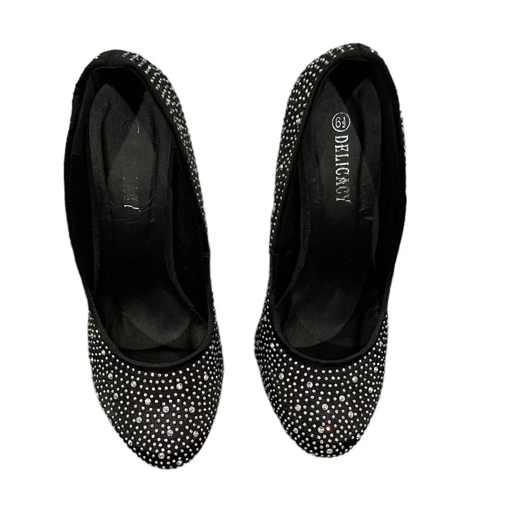 DELICACY DELUXY PLATFORM STILETTO BLING JEWELED SHOES 6.5 - Image 2