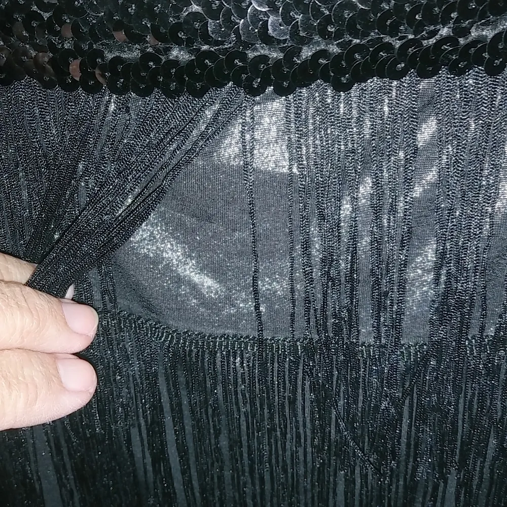 Black S/M Fringe Rows GoGo Dancer Mini Dress Size M - Image 3