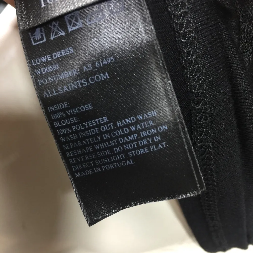 All Saints Lowe Jersey Chiffon Layered Dress Black US 6 - Image 5