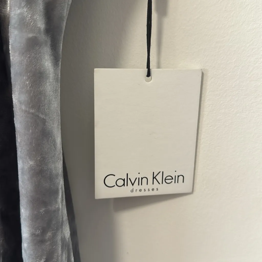 Calvin Klein crushed velvet silver Mini Dress in Size 8 NWT - Image 6