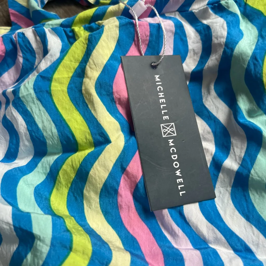 NWT Michelle Mcdowell Sadie Top In Capri Crush Blue Women’s Sz S Tiered Tie Tank - Image 11