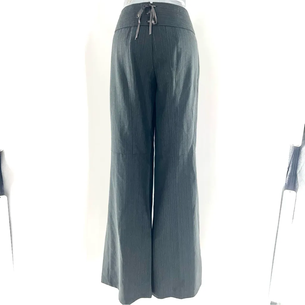 Nanette Lepore Charcoal Wide-Leg Pants w/Blue Pinstripes & Corset Waistband-Sz 5 - Image 7