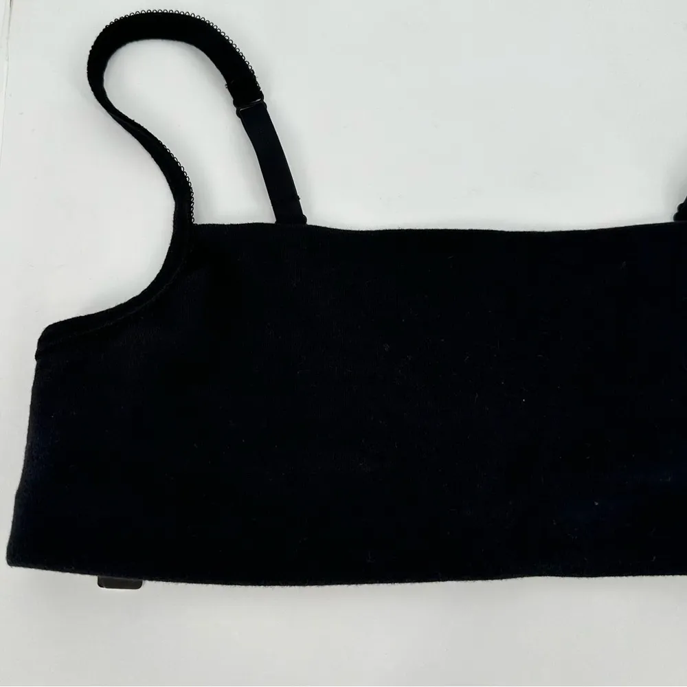 SKIMS Logo Pointelle Scoop Neck Bralette in Size 2X Color Soot Black NWT - Image 4