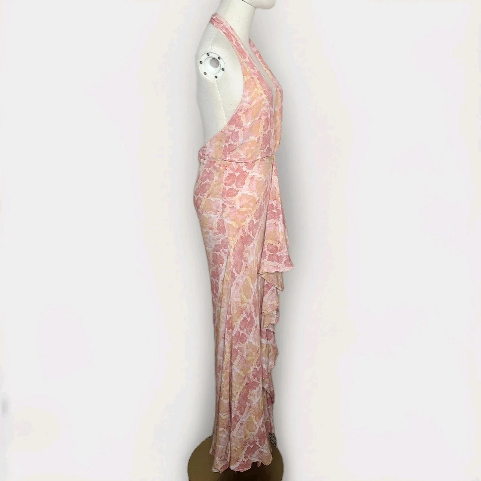 Lovers + Friends Revolve Zeta Snakeprint V-Neck Halter Ruffle Maxi Dress Size S - Image 5