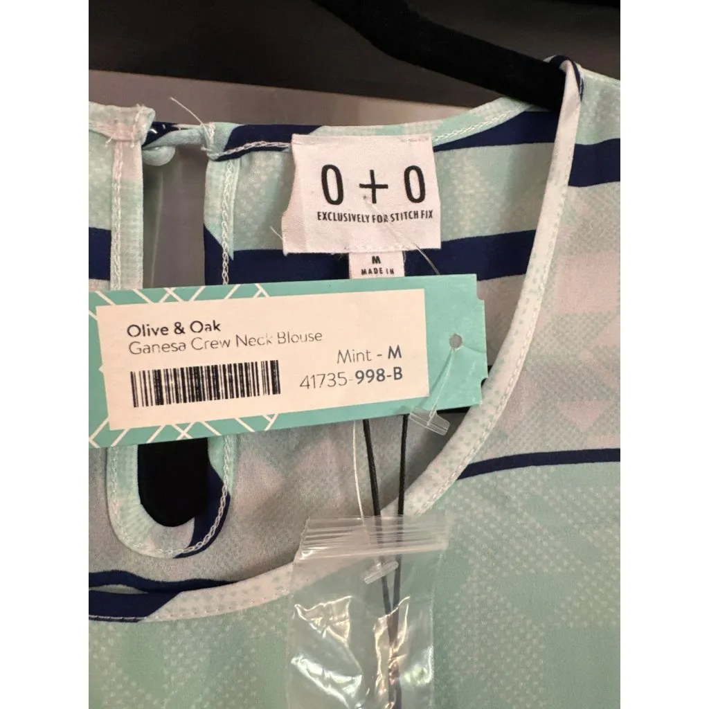 Olive & Oak Stitch Fix Ganesa Womens Medium Sleeveless Green Striped Blouse NWT - Image 2