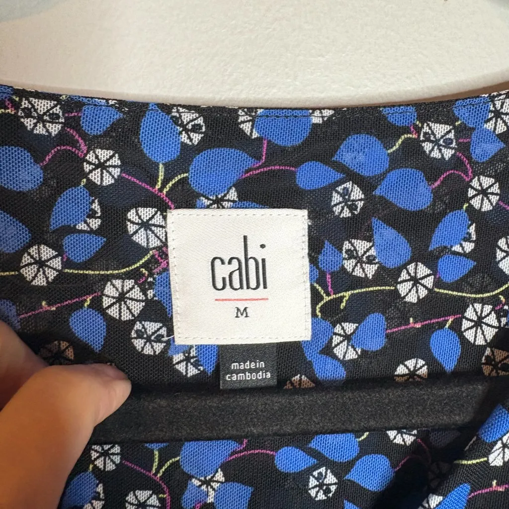 CAbi 5772 The Ten Mesh Puff Sleeve Dress in Blue Floral - Image 4