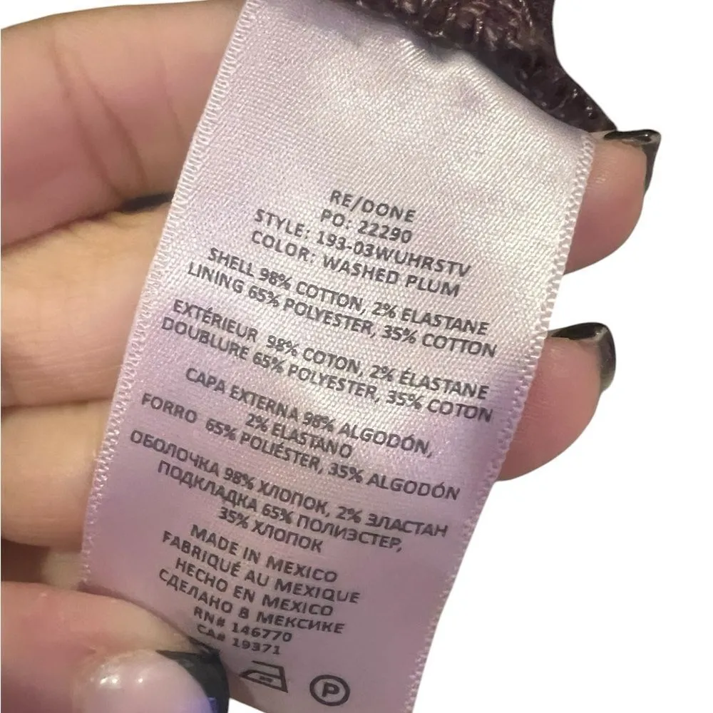 Re/Done Womens 70'S Ultra High Rise Stove Pipe Jeans In Washed Plum size‎ 29 NWT - Image 10