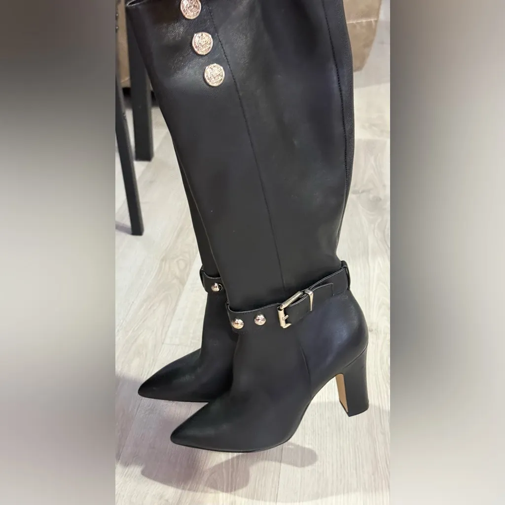 White House Black Market Amari Leather Military High-Heel Boot in Black Size 6.5 - Image 12