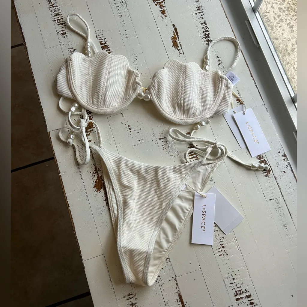 NWT- Lspace sunrise shell bikini top with pearl accents and Lucia bikini bottom - Image 7