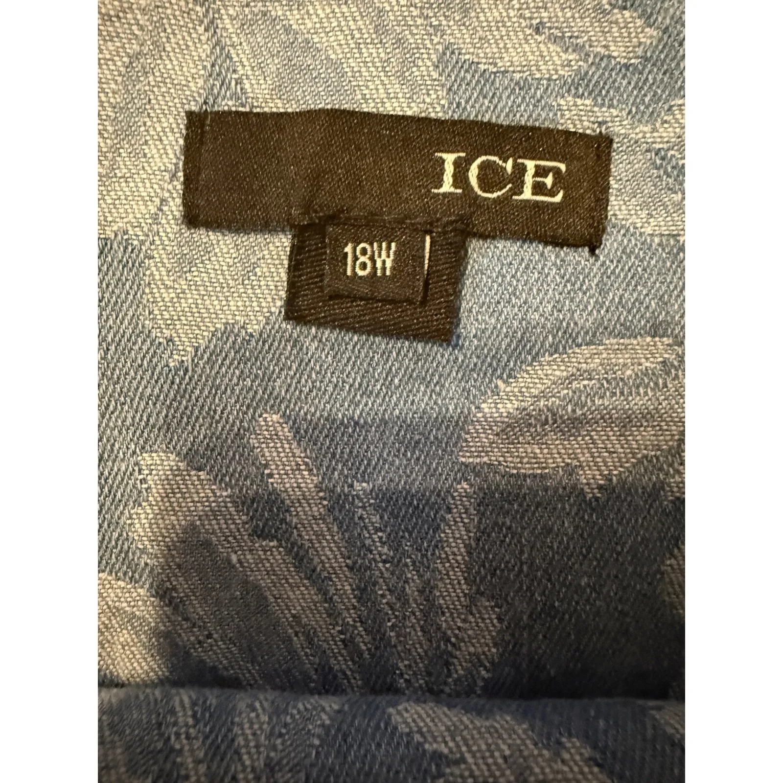 Ice Floral Jacquard Sheath Dress Women's 18W Blue White Cap Sleeve Textured - Image 3