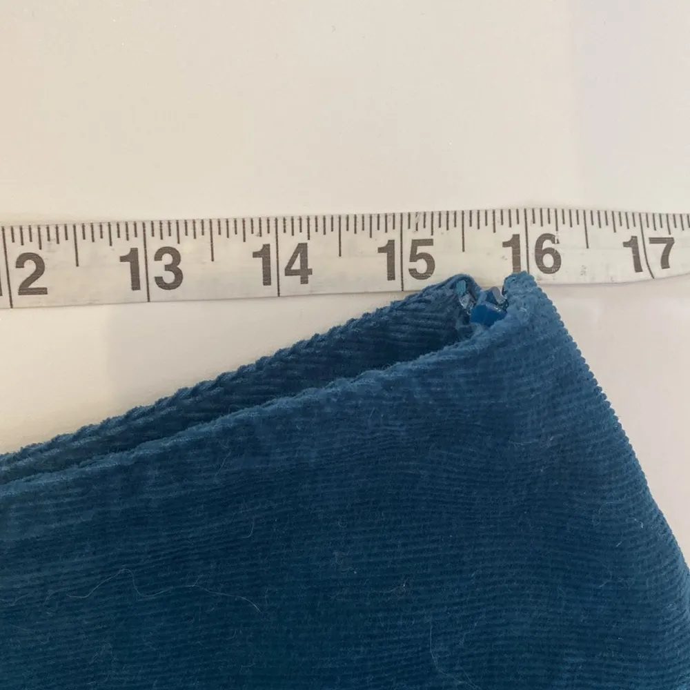 Talbots Petites Teal Corduroy A-Line Floral Beaded Midi Skirt EUC Sz 14P - Image 8