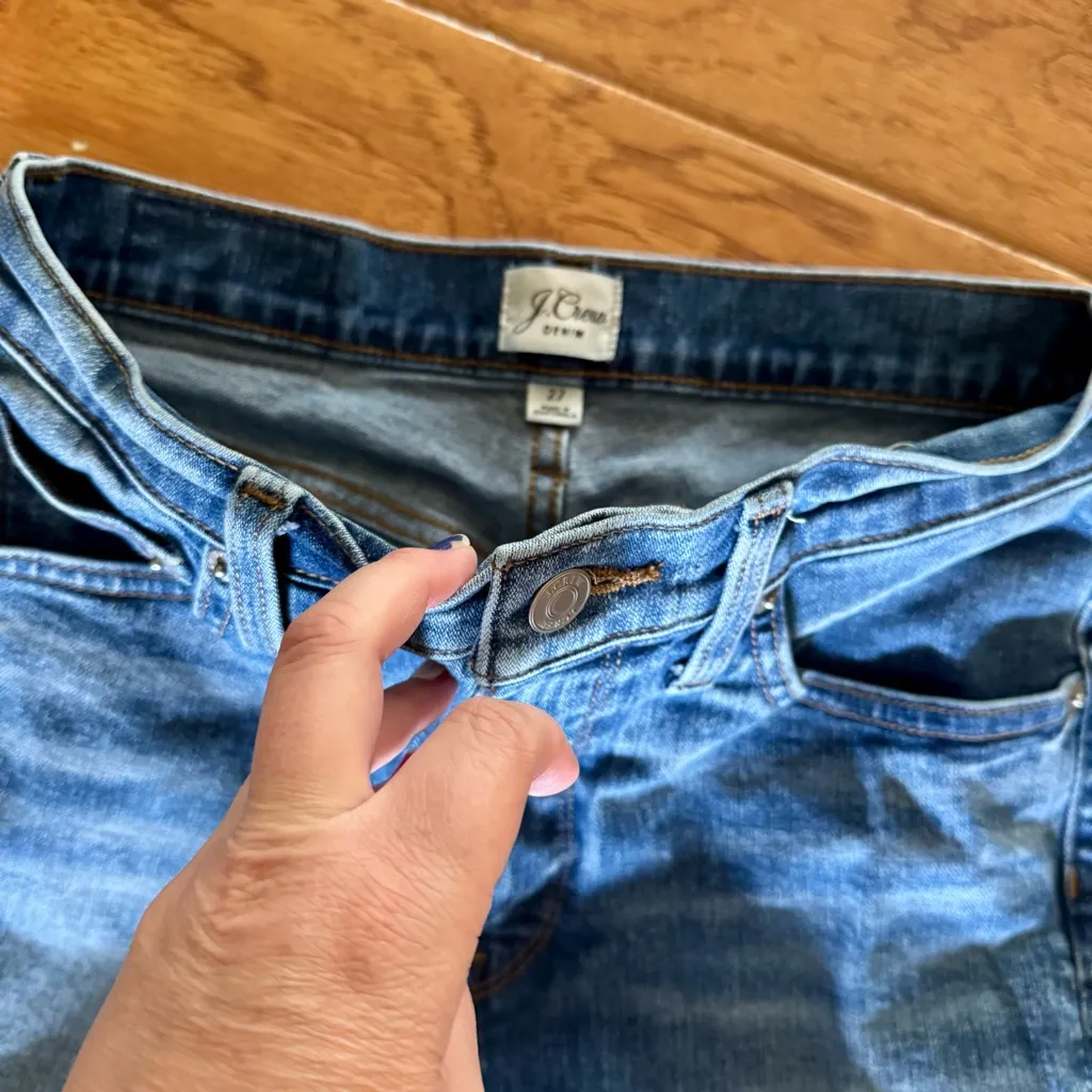 J. Crew Billie Demi Boot Crop Jeans Women’s 27 Medium Wash Mid Rise Raw Hem - Image 2