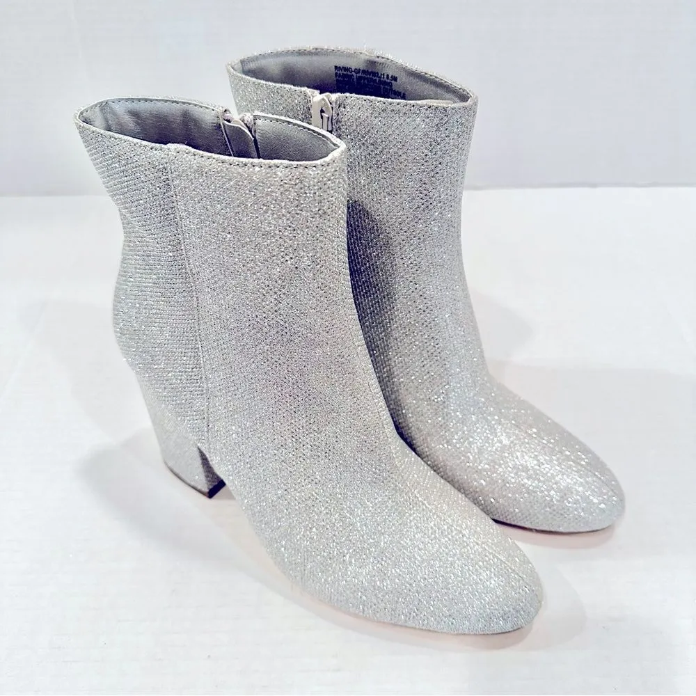 Madden Girl Glitter Fab Ankle Boots Women's 8.5 Silver Glam Dainty Festival Boho - Image 3