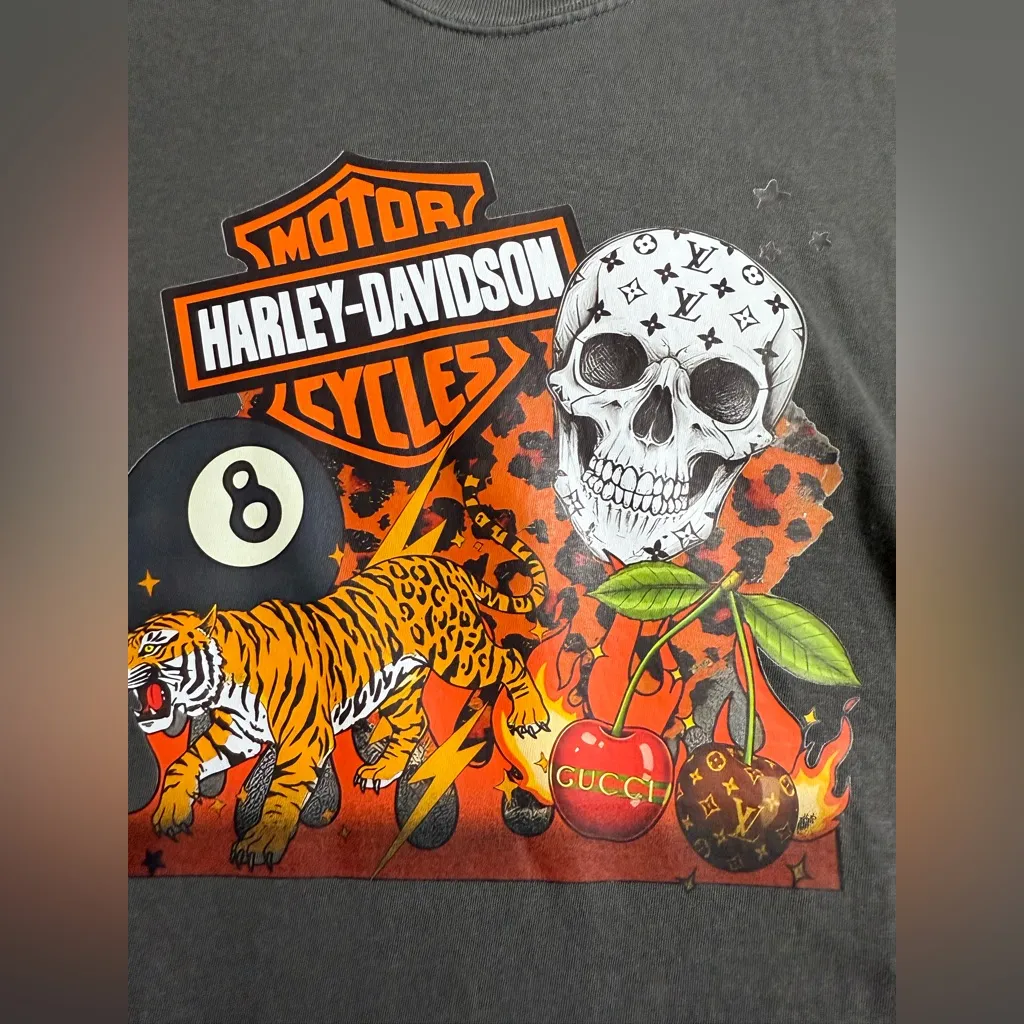 Comfort Colors Graphic Tee with Skull and Tiger - Image 3