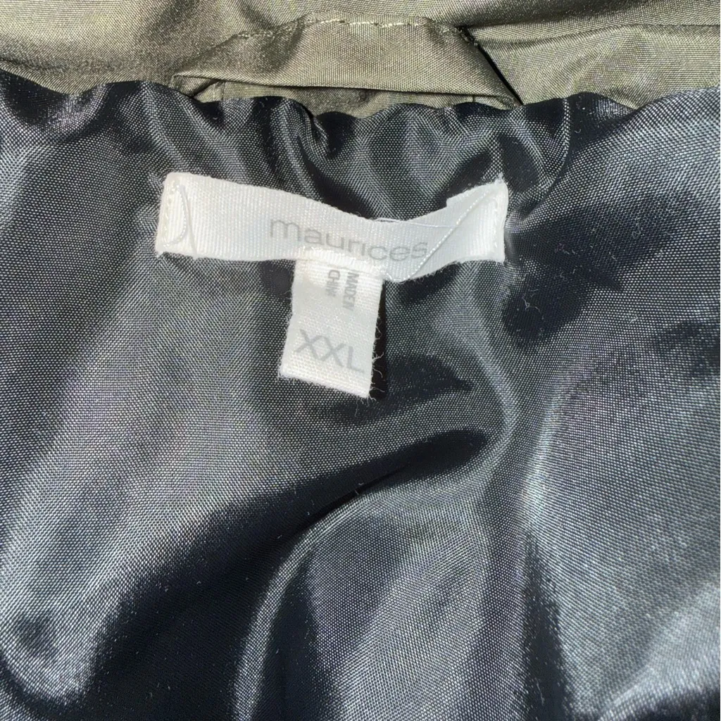 Maurices Red and Black Plaid Vest with Olive Green Quilted Yoke - Image 3