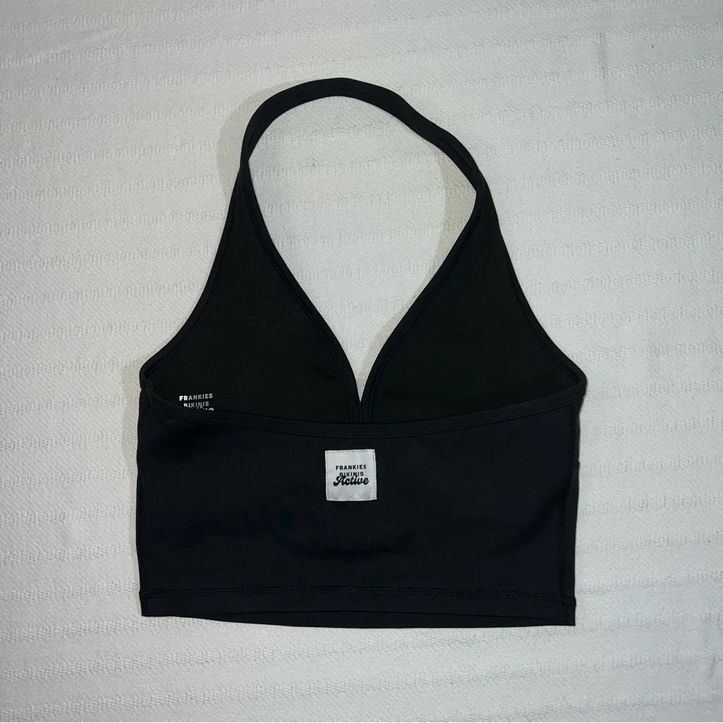 Frankie’s Bikini Active Lively Halter Top Womens Medium Black Preppy Athleisure - Image 2