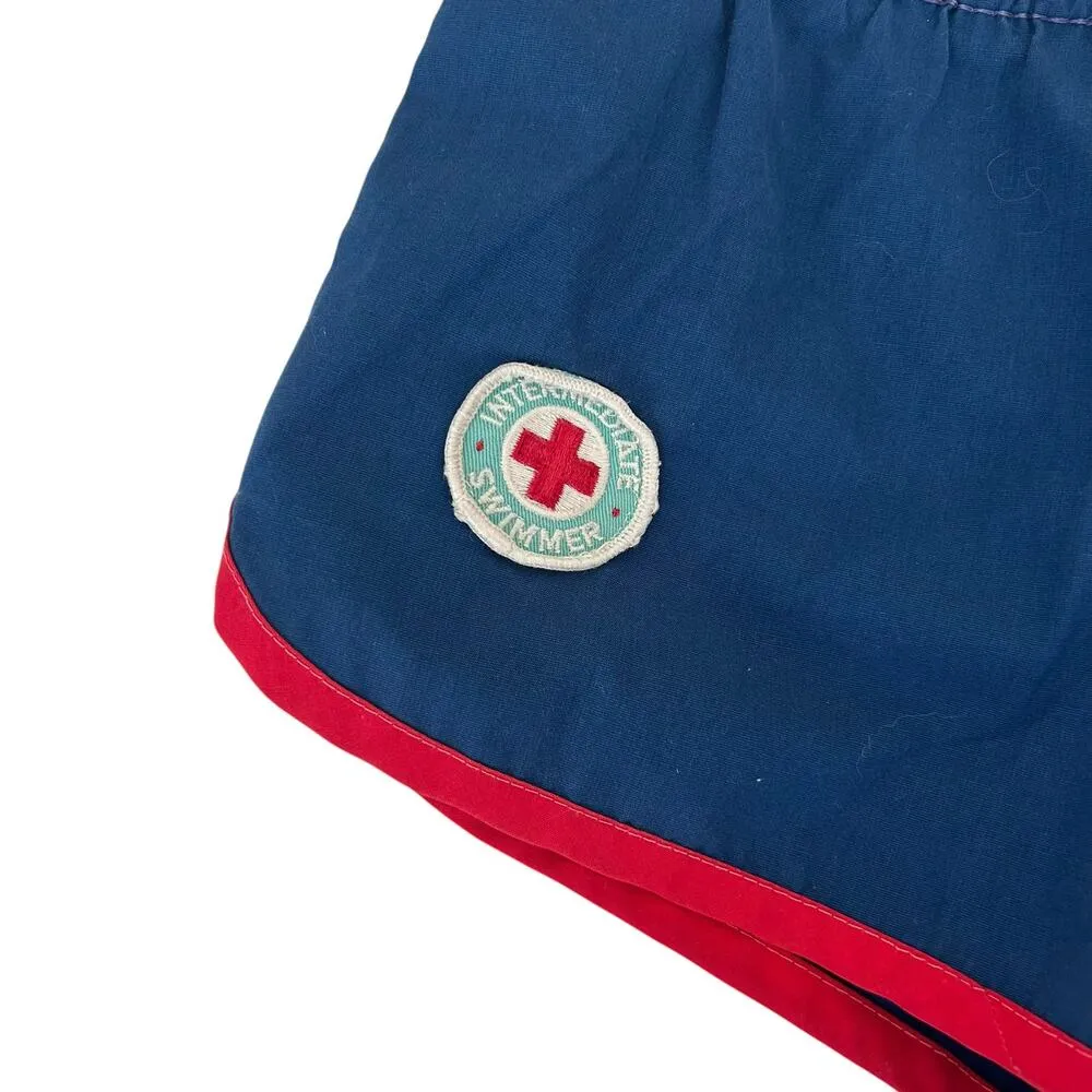 Vintage Intermediate Swimmer Lifeguard Swim Trunks Shorts Sz XS/S Blue - Image 2