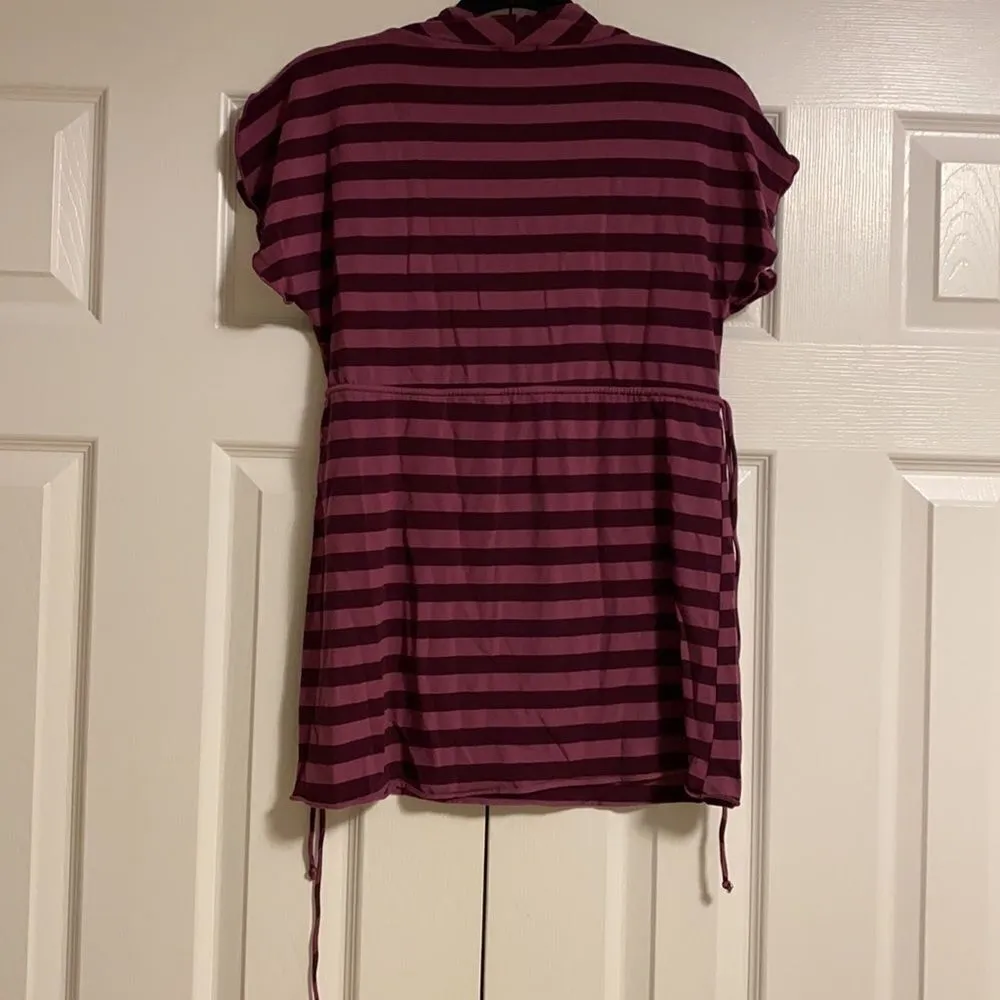 Ella Moss Purple Striped V Neck Side Tie Top - Image 6