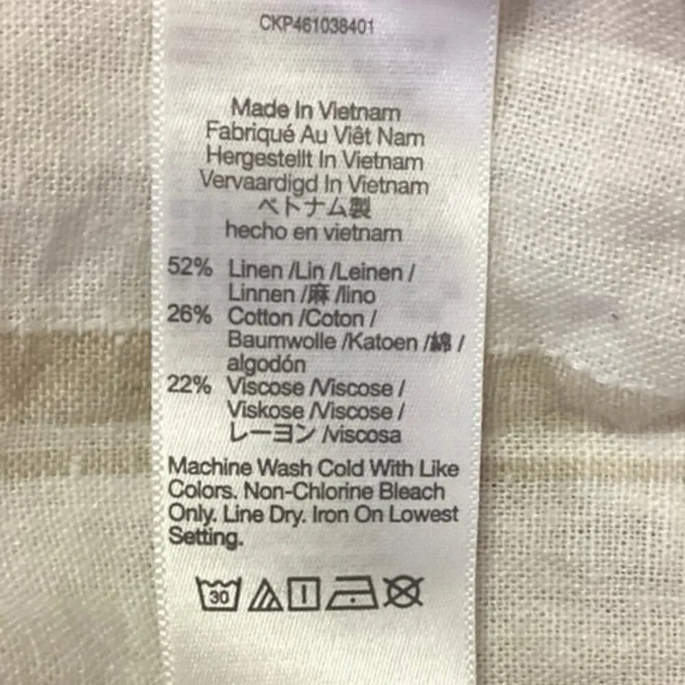 Madewell White Beige Linen Striped Pocket Cropped Button Down Shirt Top Size XS - Image 6