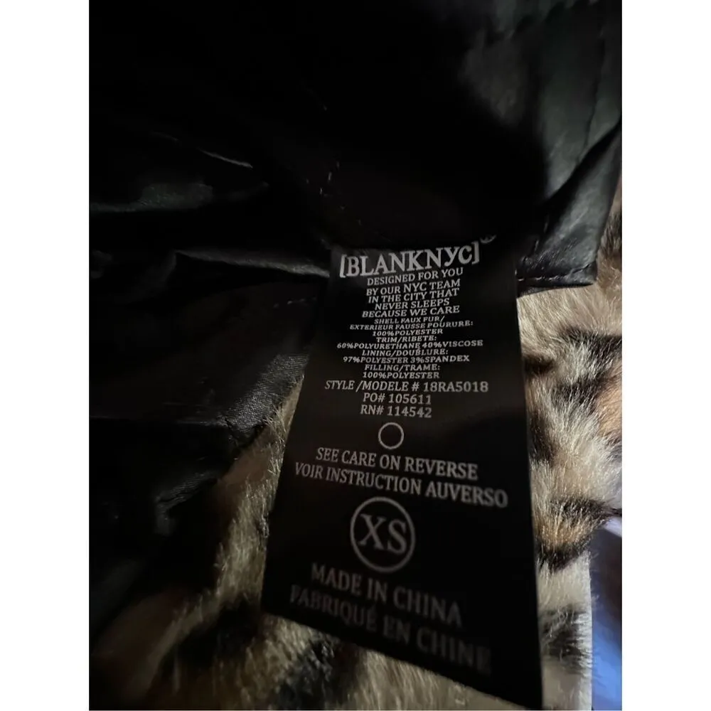 Blank NYC Faux Fur Leopard Print Moto Jacket Size XS - Image 6
