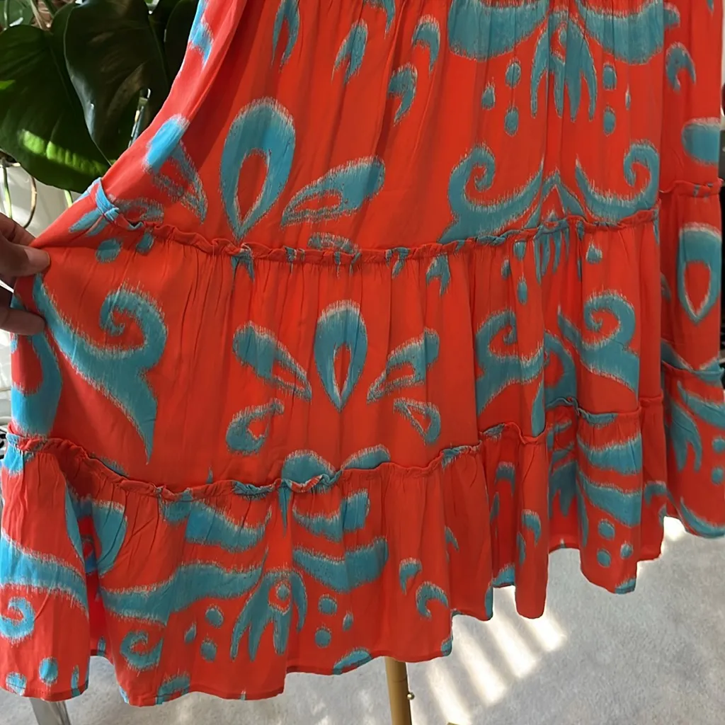 Crown & Ivy orange/red & Blue Patterned Dress - Image 4