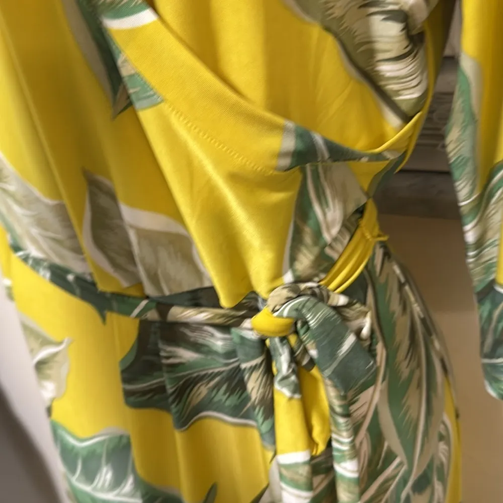 mlle gabrielle woman size LARGE JERSEY KNIT MAXI DRESS tropical leaves - Image 6