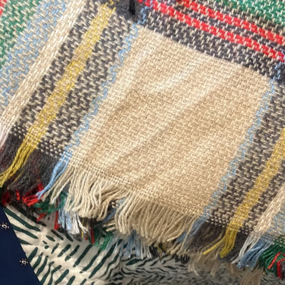 Scarves 4 winter fall scarves paisley plaid black fringe NWOT 800 - Image 3