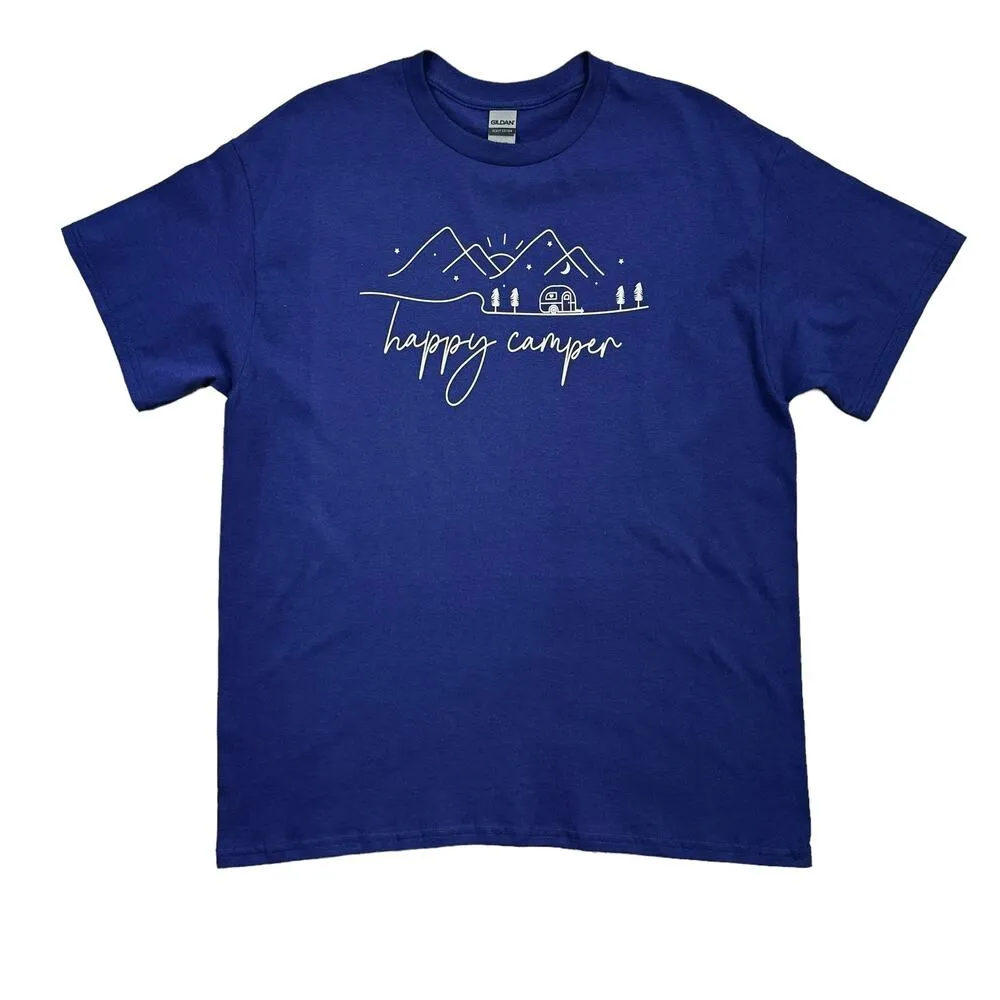 Happy Camper Adventure Women’s X-Large T-Shirt Short Sleeve Purple - Image 2
