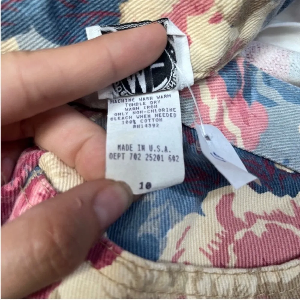 Vintage Modern Essentials Denim Blue & Pink Floral 90s Skirt Sz 6/8 - Image 3