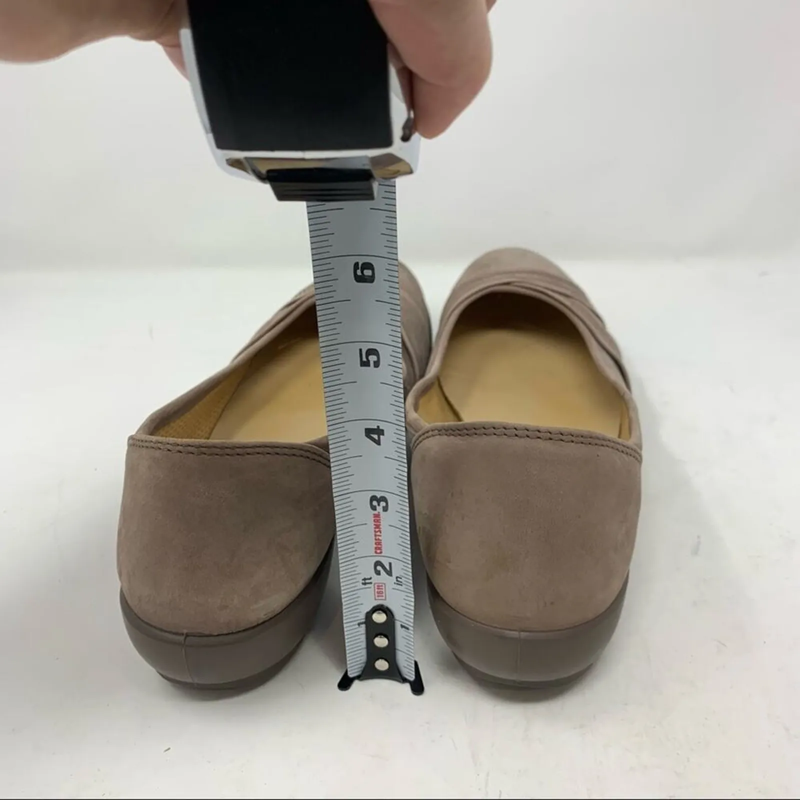 Hotter Natasha Slip On Ballerina Flat Crossover Detail Metallic Taupe Leather Tan Size undefined - Image 4