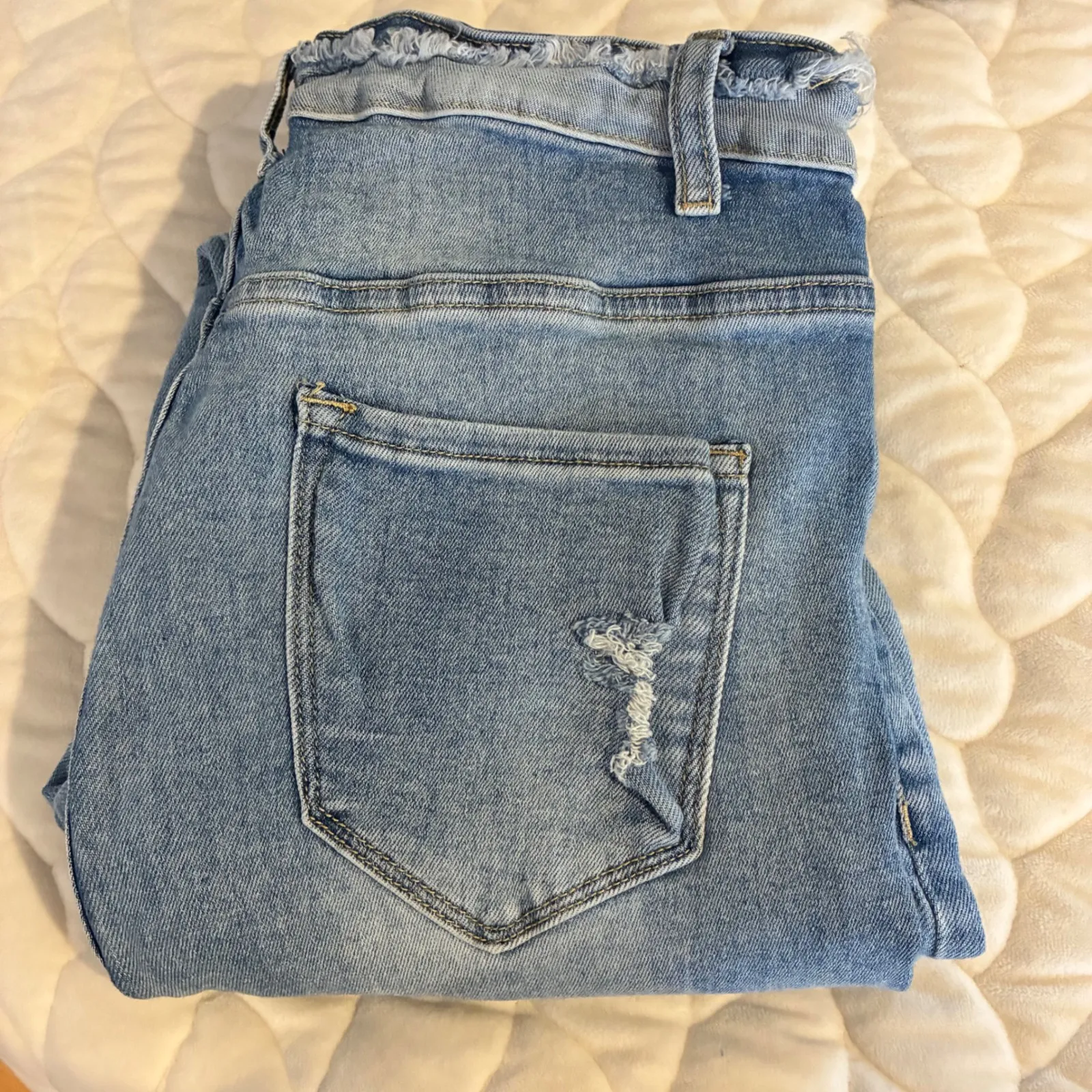 AKIRA Distressed Jeans‎ High Rise Ripped Light Wash Denim Streetwear Size 17/32 - Image 6