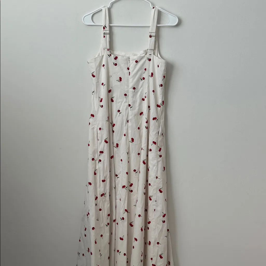 The A&F Mila Stretch Midi Dress in Cherry Print Size: L - Image 8