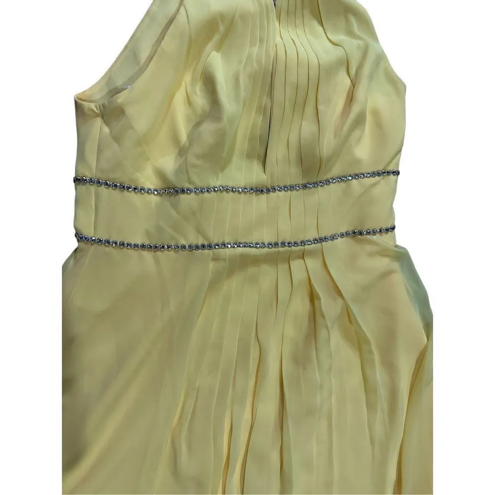 NEW Jenny Packham Lux Chiffon Halter Bridesmaid Gown with Beaded Trim Lemon Drop Yellow Size 10 - Image 12