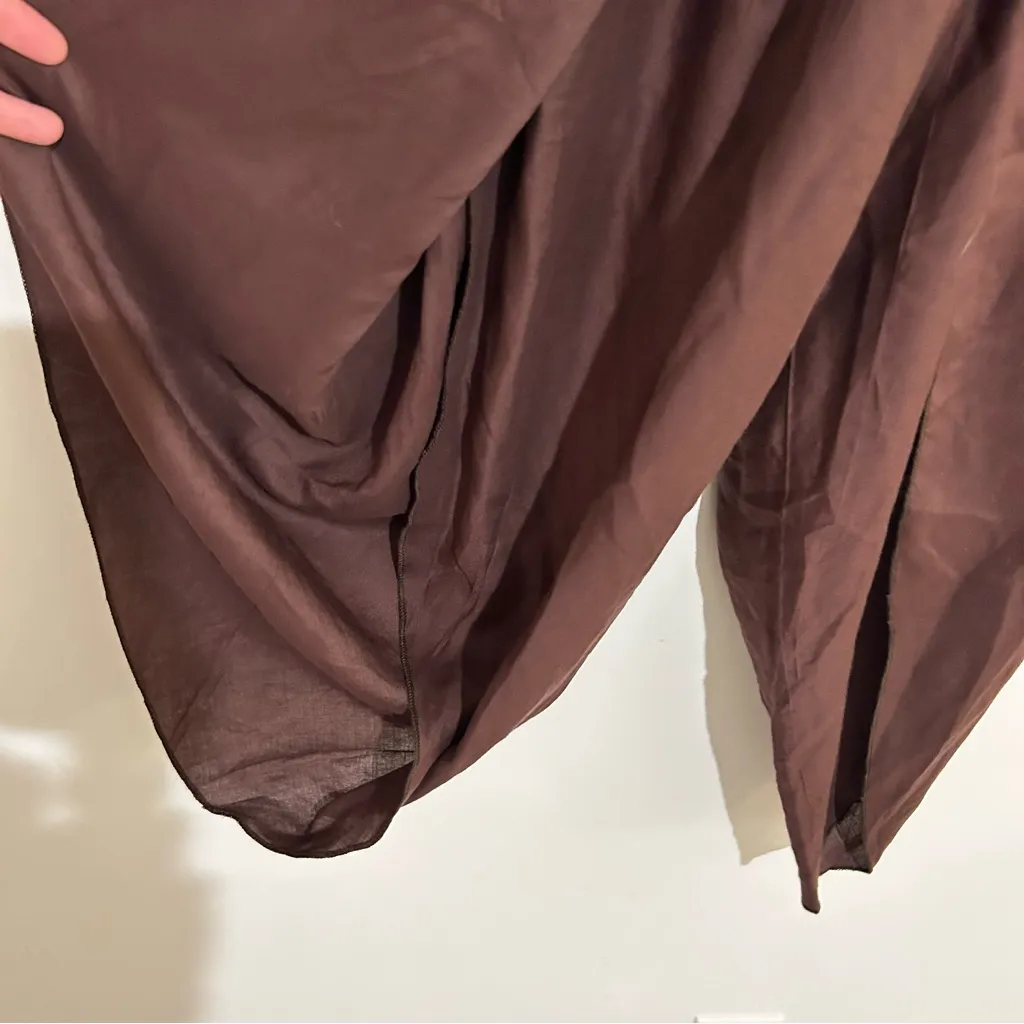 Earthbound Brown Embroidered Elastic Waist Harem Pants Size Medium - Image 5