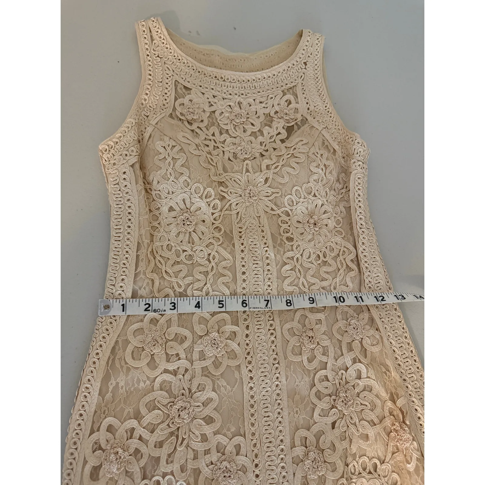Sue Wong Nocturne Vintage Vtg 2000s Y2K Cream Champagne Lace Mini Dress Bridal 2 - Image 8