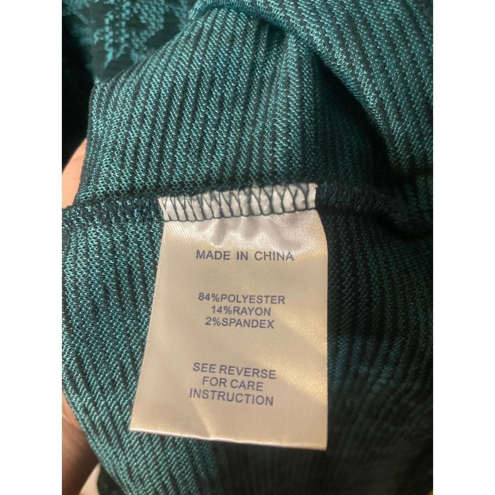 Tyler Boe Teal Black Houndstooth Peplum V Neck 3/4 Sleeve Midi Dress Size L Green Size L - Image 3