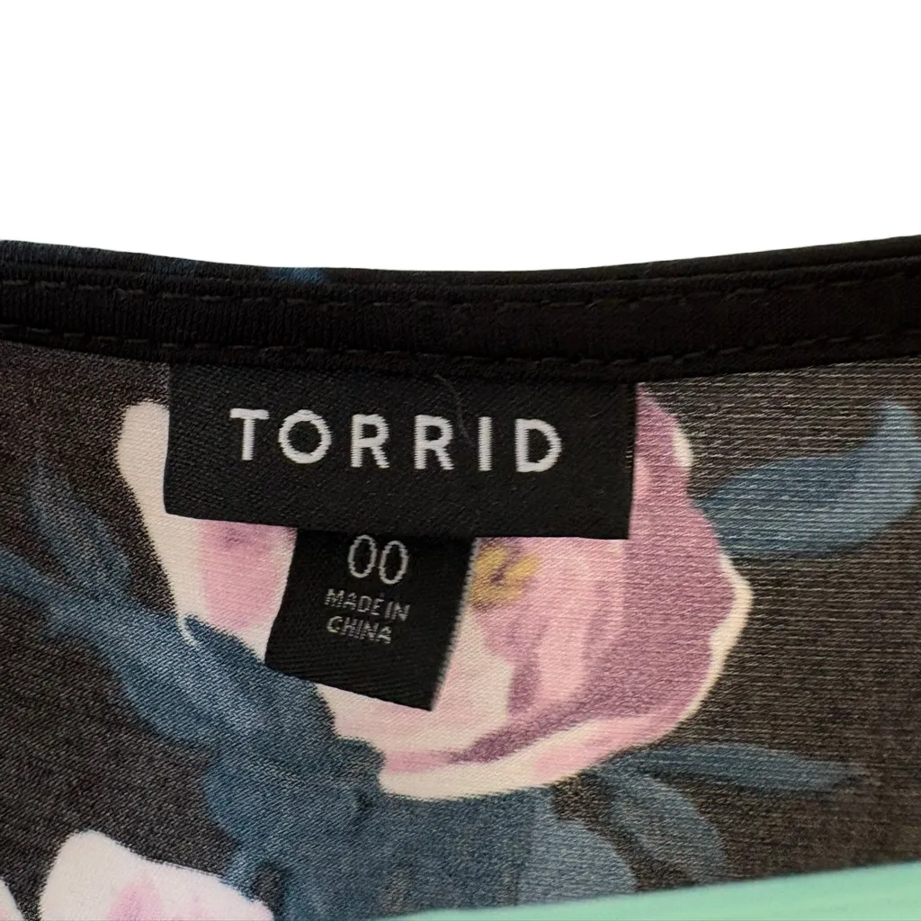 Torrid Black and Pink Floral Midi Dress - Image 2