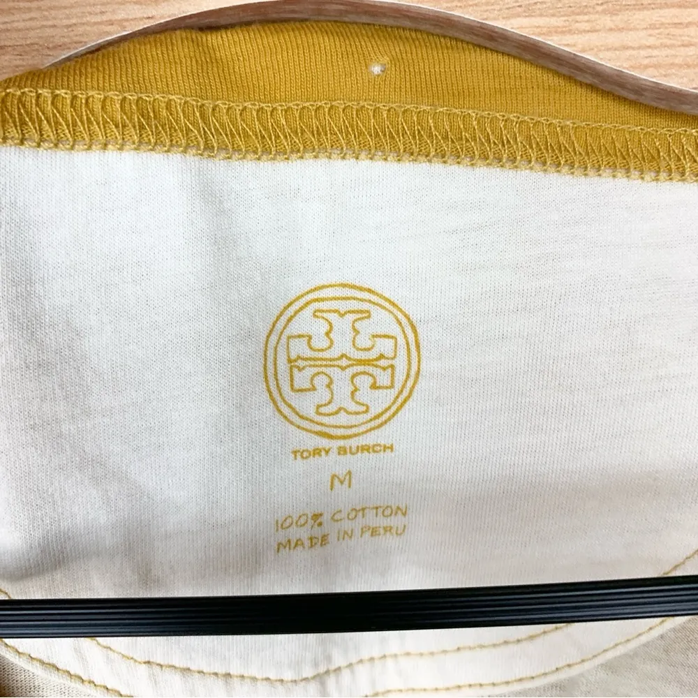 Tory Burch Cotton Striped Leopard Animal Print Casual Tee Shirt Size M - Image 4